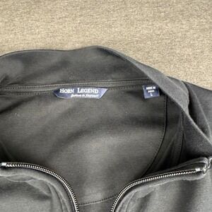 Horn Legend Mens Black Quarter Zip Vest Sleeveless Size L Cotton Casual